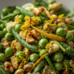 Snow pea, green bean, hazelnut and orange salad