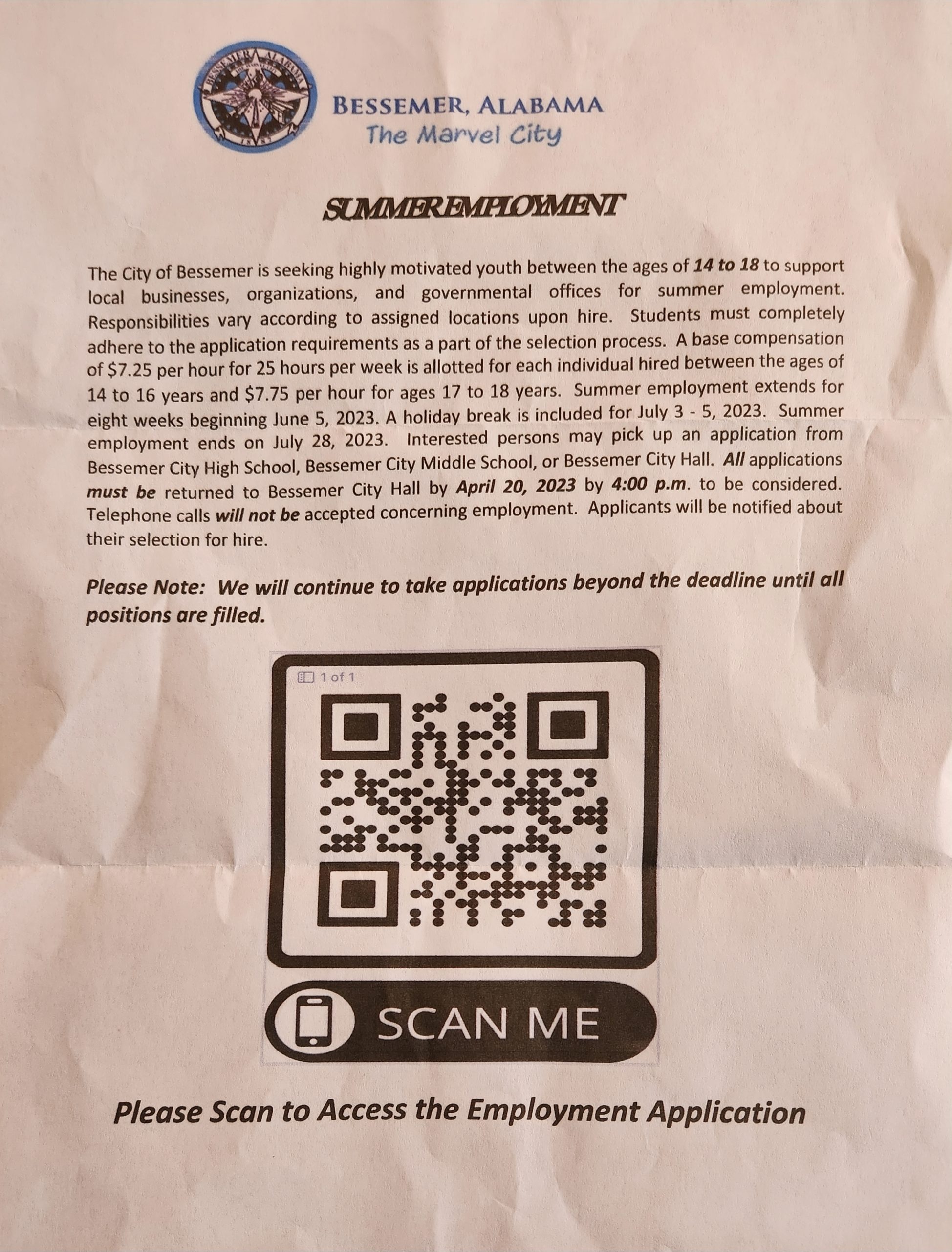 Bessemer Summer Jobs Bethel Baptist Church